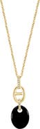 EFFY 14K Yellow Gold Pavé Diamond & Oval Onyx Pendant Necklace - 0.04 ct.