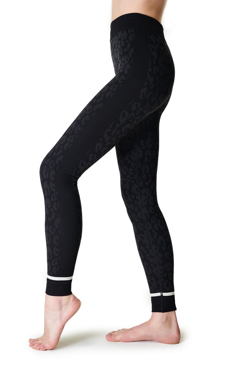 Sweaty Betty Leopard Print Jacquard Base Layer Leggings, Alternate, color, Black Leopard Paint Jacquard