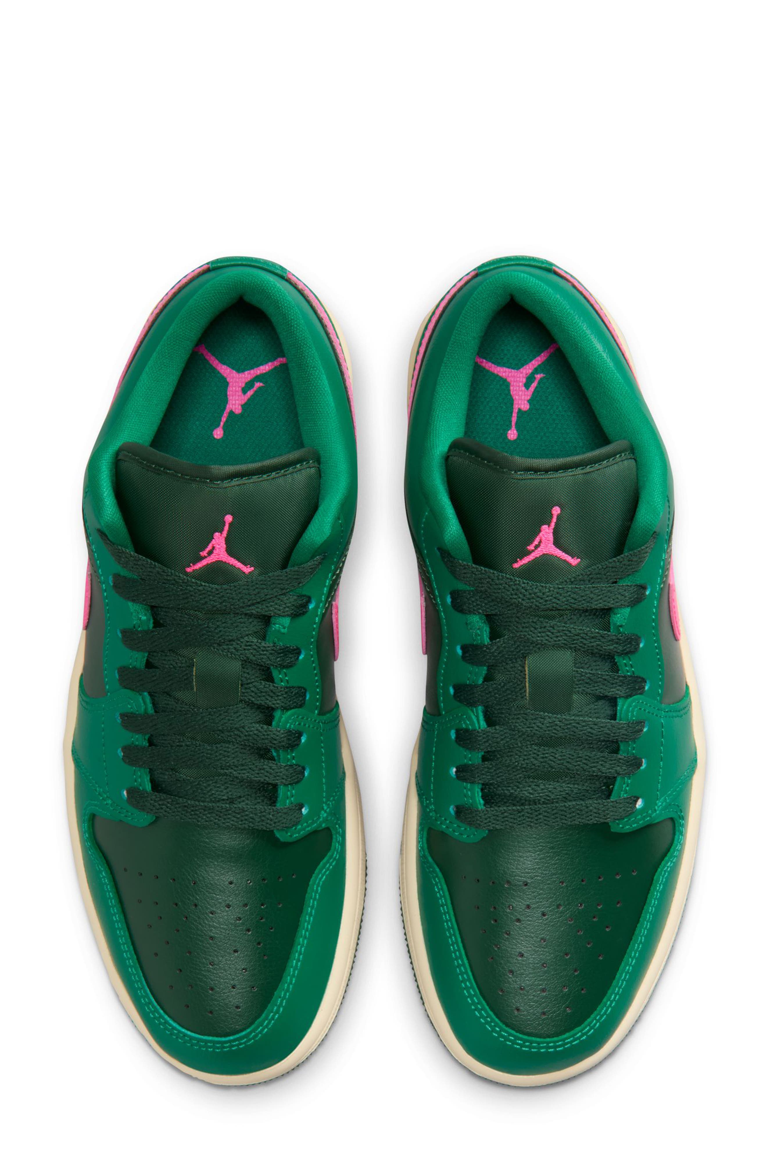Jordan Air Jordan 1 Low Sneaker, Alternate, color, Malachite/ Fir/ Pink Blast