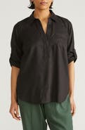 Universal Standard Button Back Linen Blend Polo