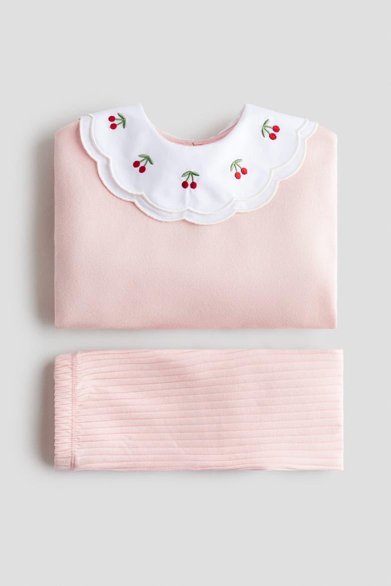 2-piece Sweatshirt And Leggings Set, Alternate, color, Light pink/cherries