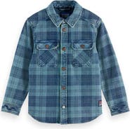 Scotch & Soda Kids' Washed Check Denim Overshirt