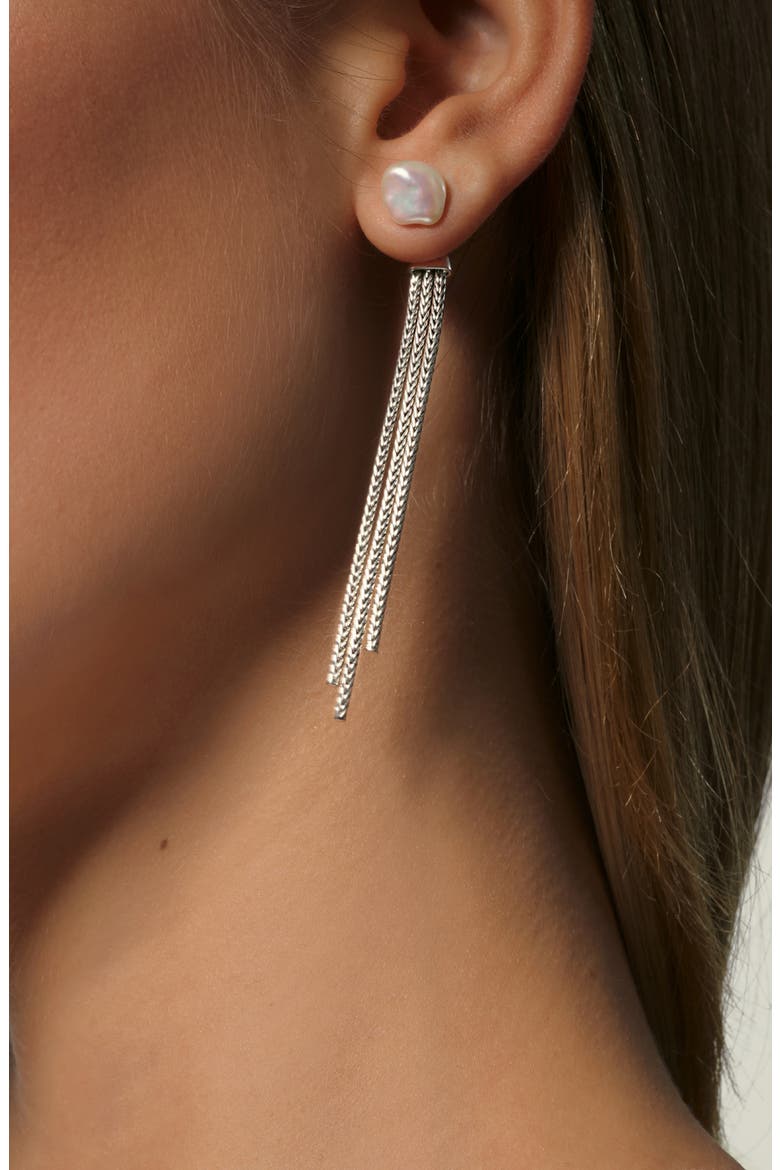 Classic Chain with Genuine Freshwater Pearl Drop Earrings, Alternate, color, SILVER