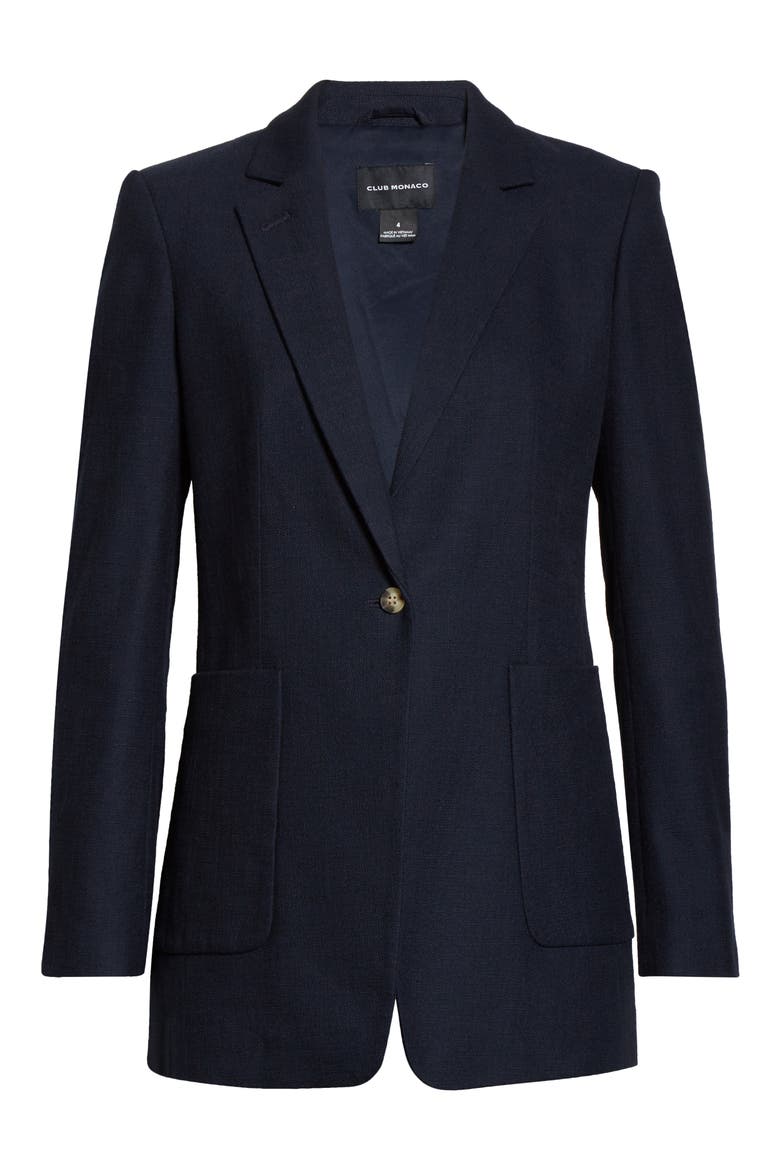 Textured Cotton Blend Jacket, Alternate, color, NAVY