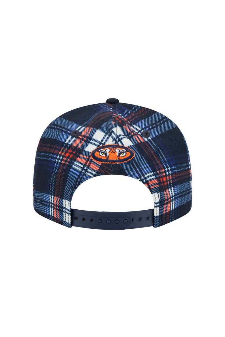 Men's New Era Navy Auburn Tigers Plaid 9FIFTY Snapback Hat, Alternate, color, Navy