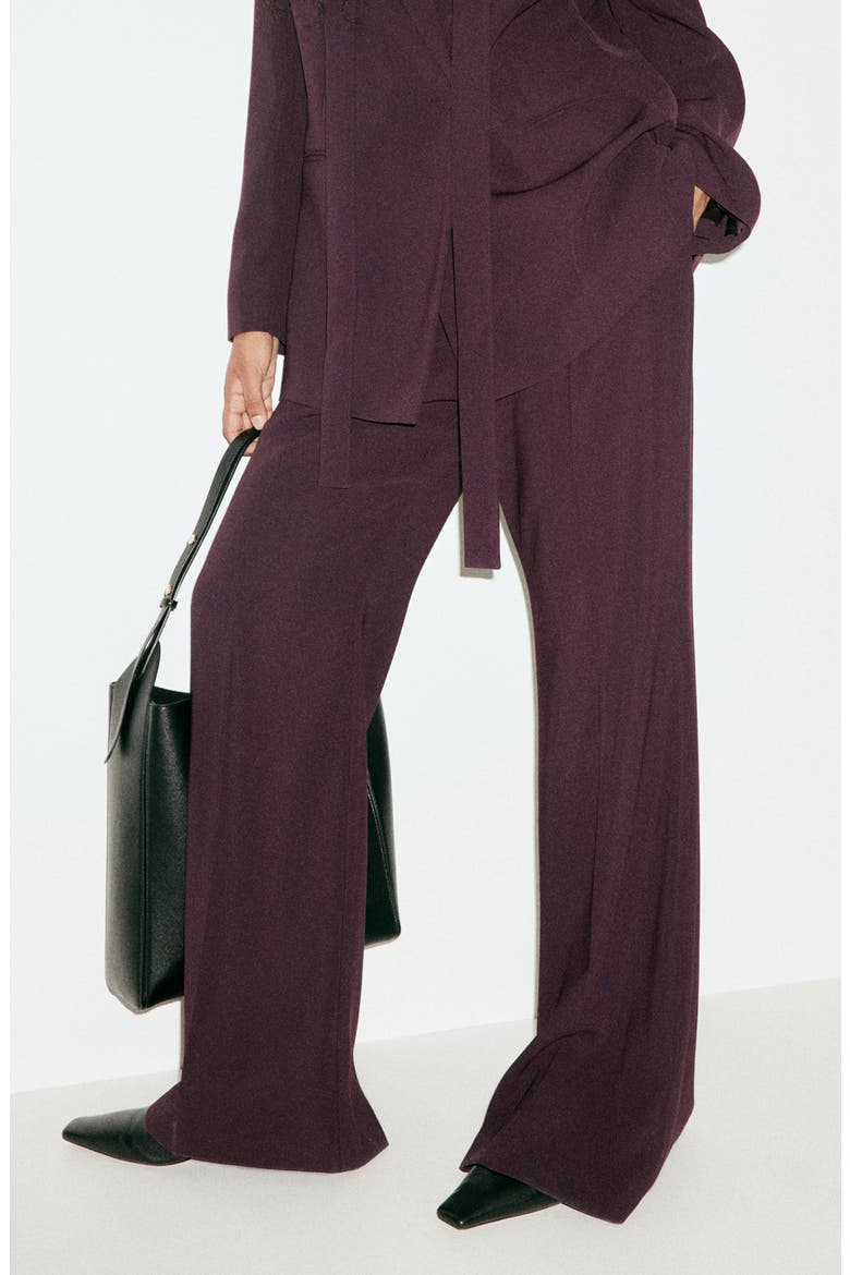 High Waist Flare Leg Pants, Main, color, DARK MAROON