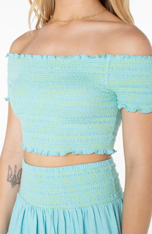 Roxy Lost Tides Smocked Off The Shoulder Crop Top