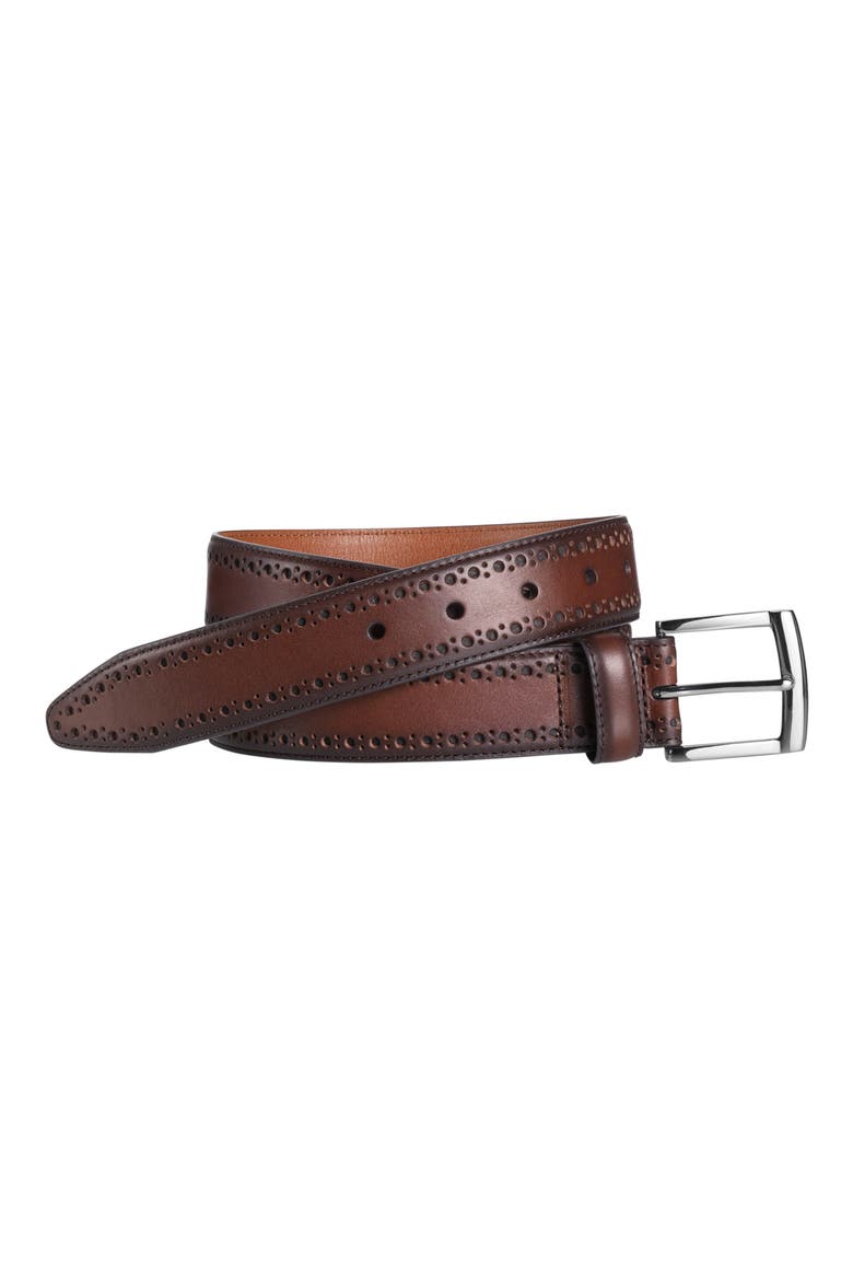 Perforated Leather Belt, Alternate, color, MAHOGANY