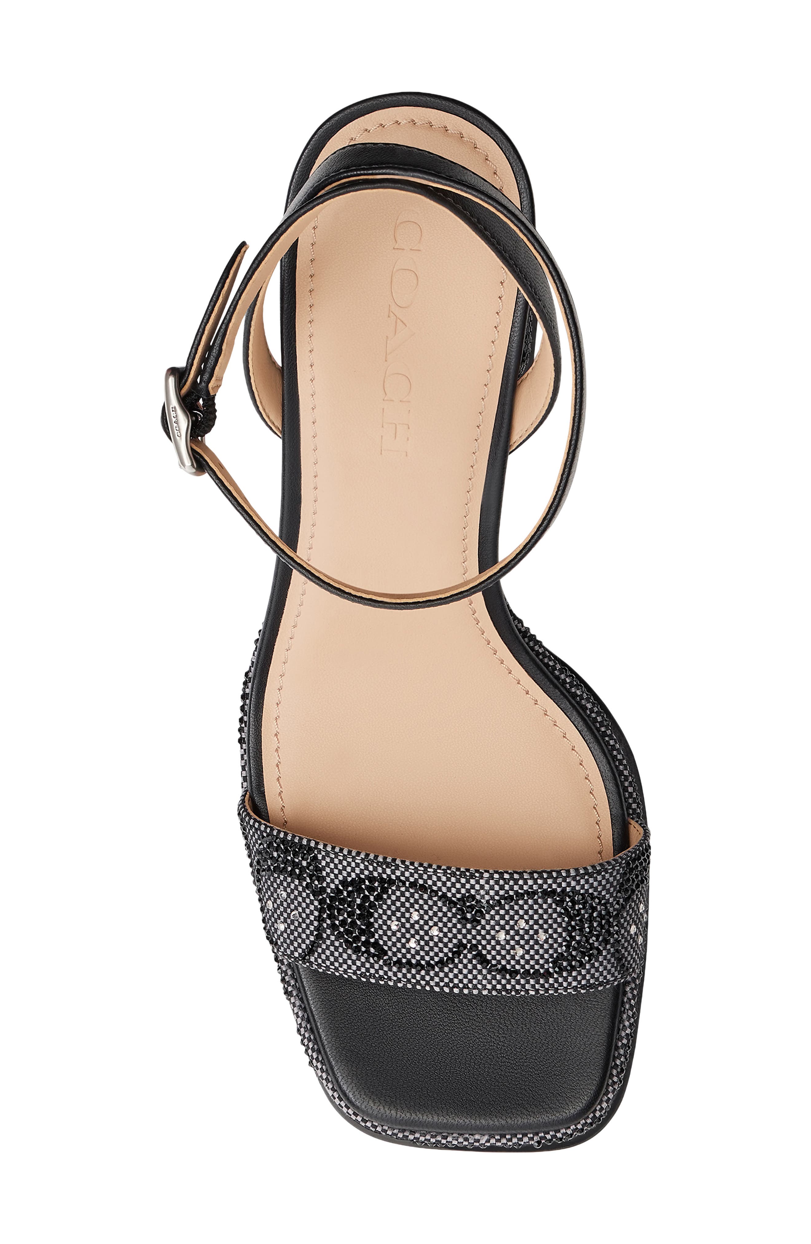 COACH Crystal Signature Jacquard Ankle Strap Platform Sandal, Alternate, color, 