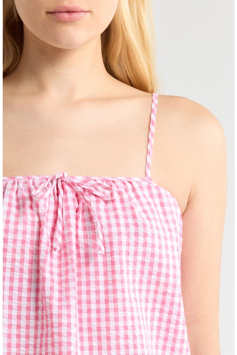 Gingham Seersucker Cami & Bloomer Short Pajamas, Alternate, color, PINK COMBO
