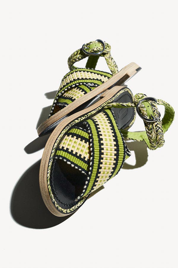Amambaih Aurora Flat Sandals, Alternate, color, Olive