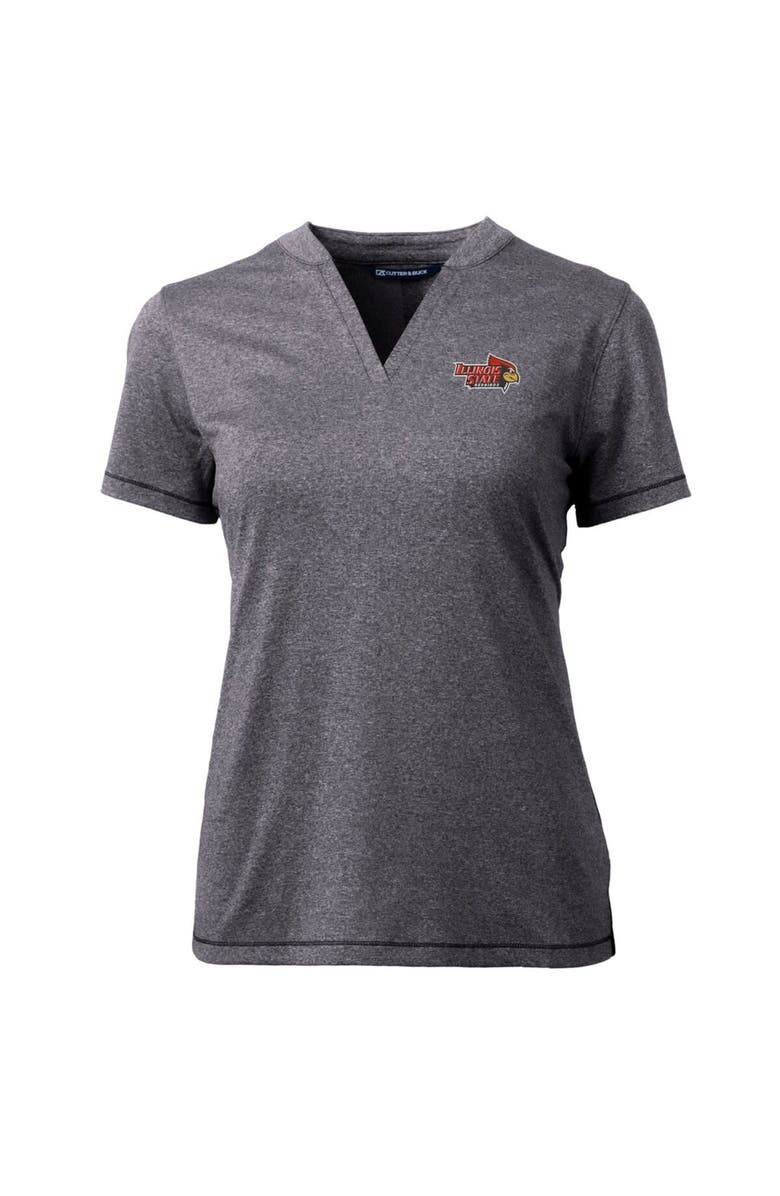 Cutter & Buck Women's Cutter & Buck Heather Charcoal Illinois State Redbirds Forge Blade V-Neck Top, Alternate, color, 