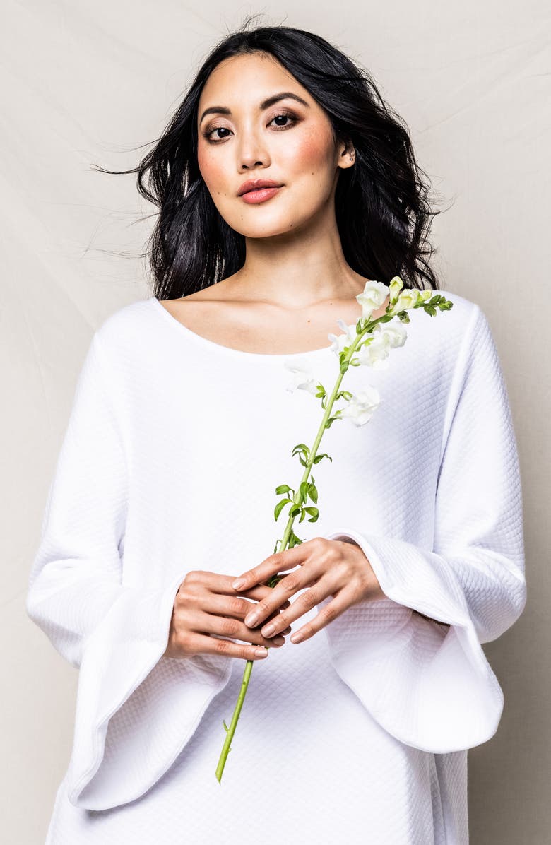 Petite Plume Ophelia Luxe Pima Cotton Nightgown, Alternate, color, White