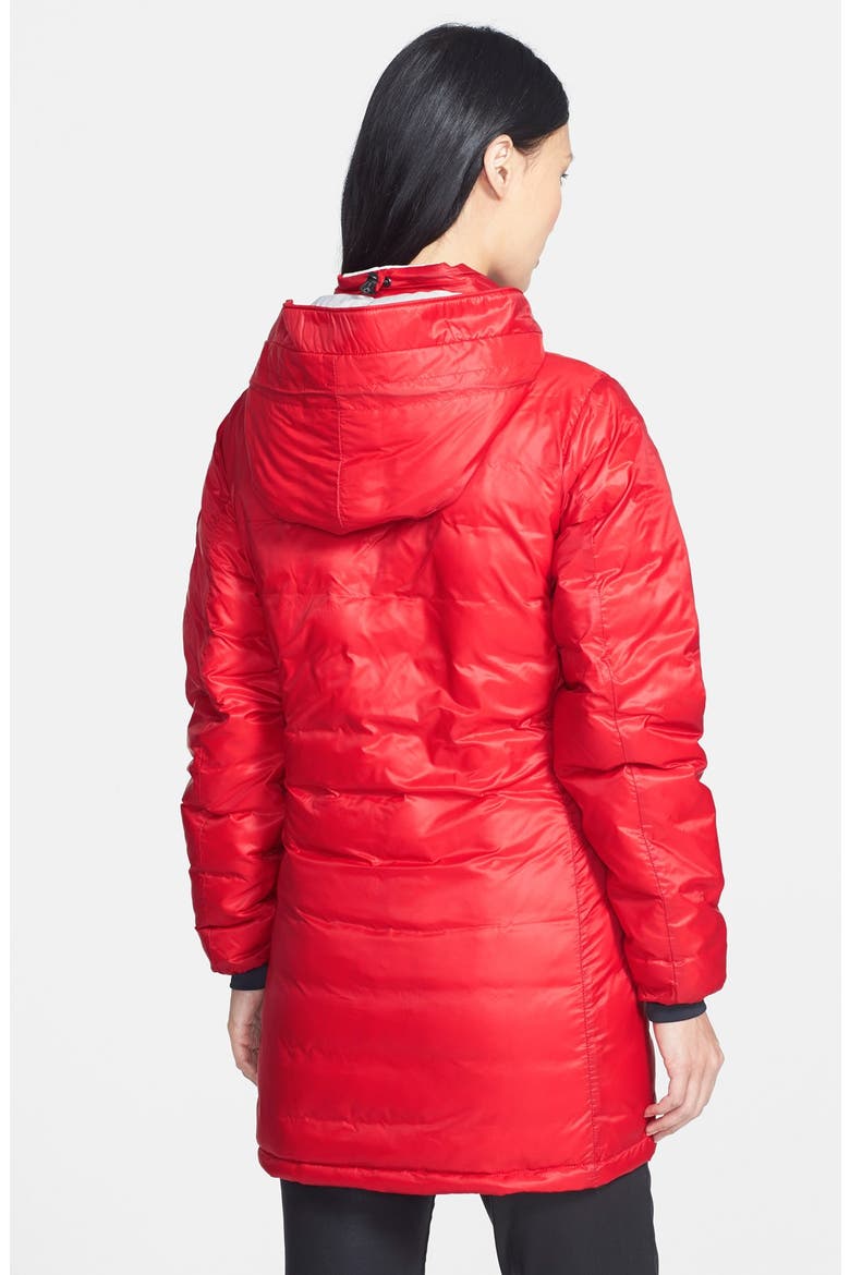 'Camp' Slim Fit Hooded Packable Down Jacket, Alternate, color, RED