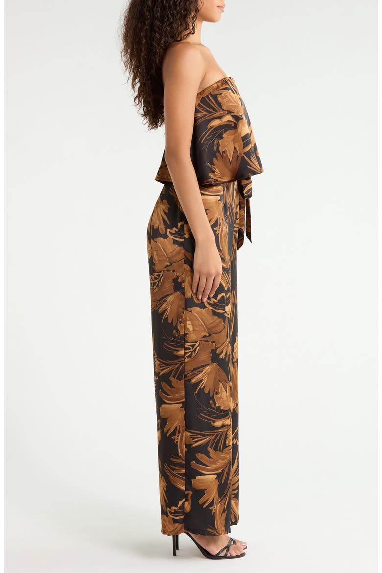 Palm Tropics Strapless Jumpsuit, Alternate, color, BLACK TAN