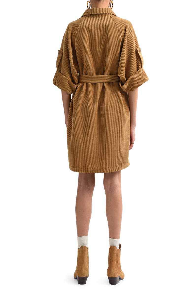Belted Corduroy Shirtdress, Alternate, color, BEIGE