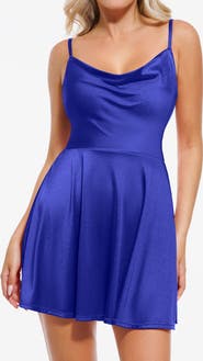 Popilush Sequin Cowl Neck Cocktail & Party Fit & Flare Shapewear Mini Dress