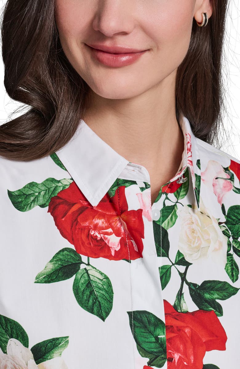 KARL LAGERFELD PARIS Rose Print Shirt, Alternate, color, Soft White Multi