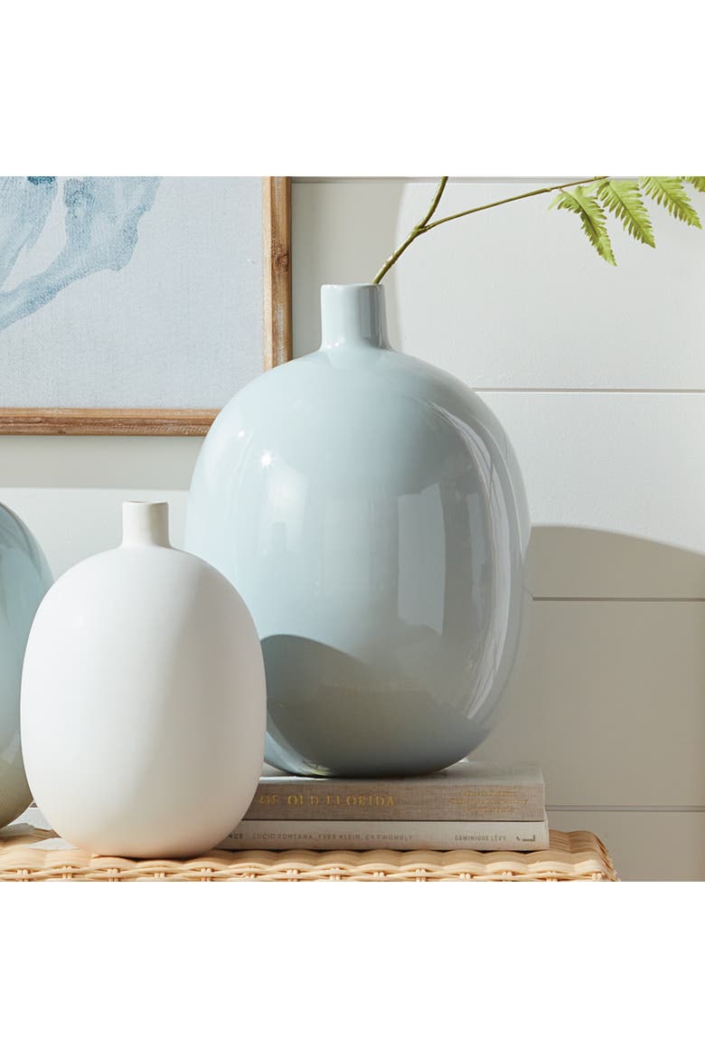 Barclay Butera Sandbar Vase Large - Light Blue Stoneware, Alternate, color, Blue
