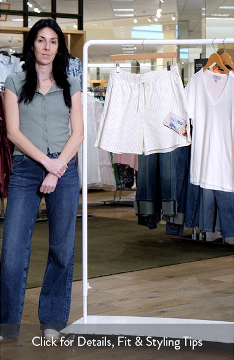 Crisp Stripe Organic Cotton Drawstring Shorts, sales video thumbnail