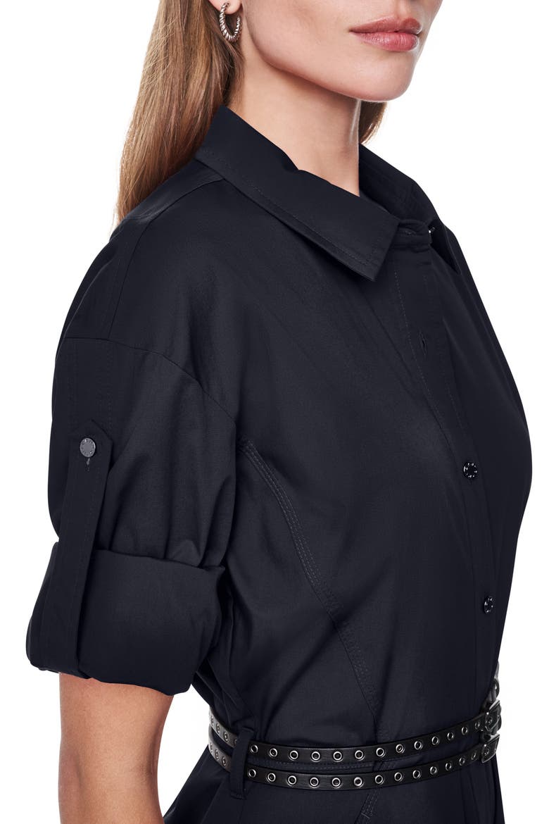 Long Sleeve Stretch Cotton Shirtdress, Alternate, color, BLACK