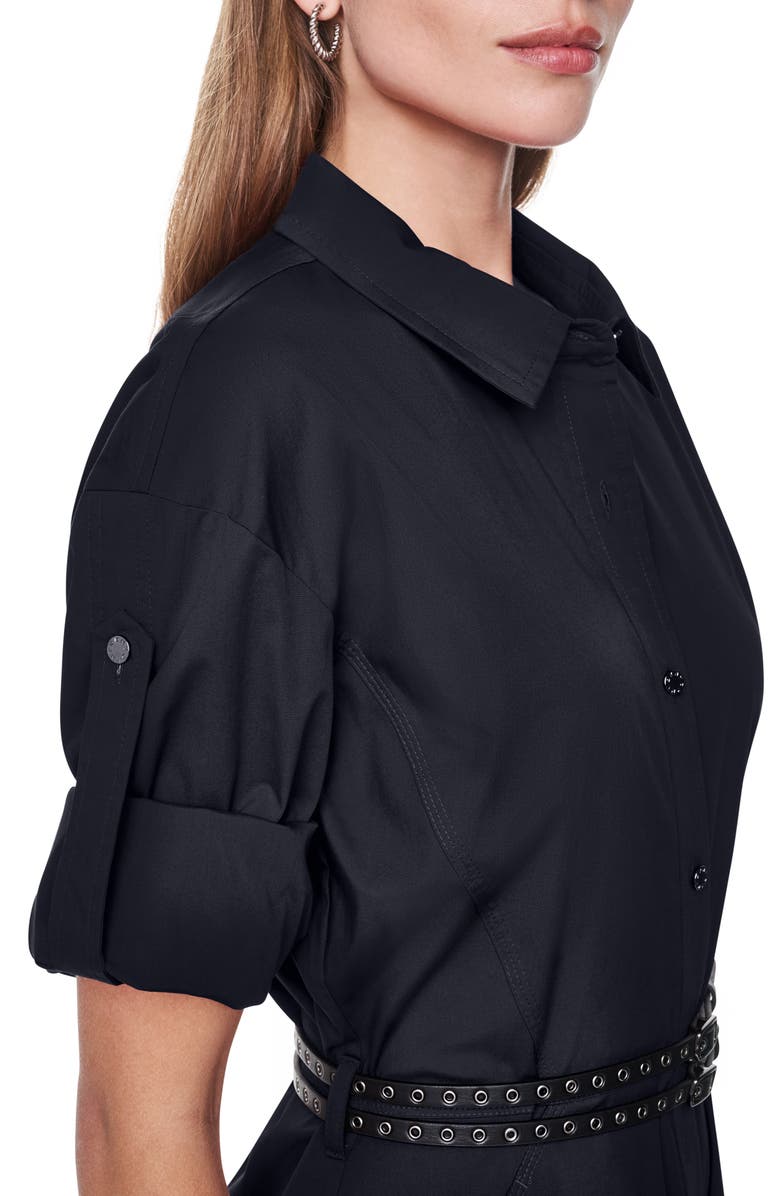 DKNY Long Sleeve Stretch Cotton Shirtdress, Alternate, color, Black