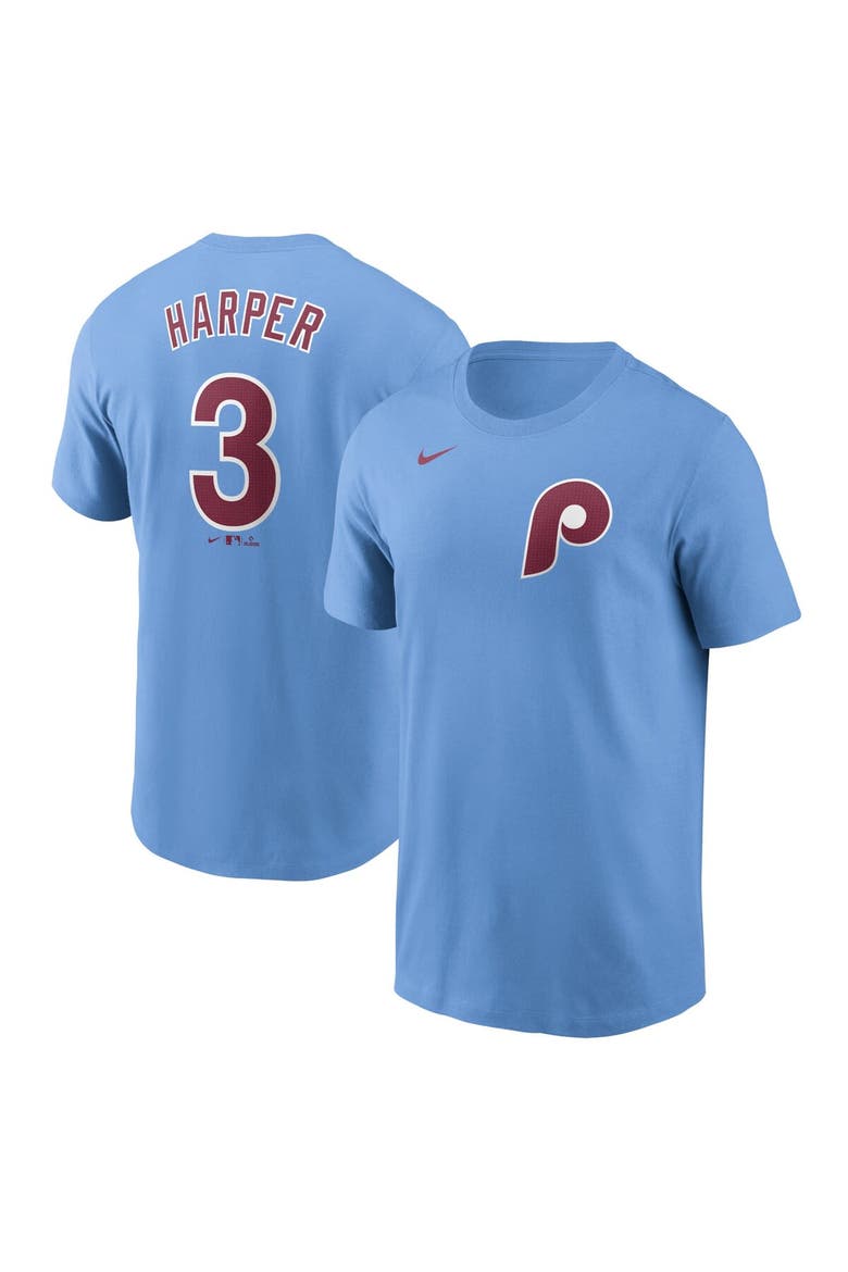 Men's Nike Bryce Harper Light Blue Philadelphia Phillies Fuse Name & Number T-Shirt, Alternate, color, Light Blue
