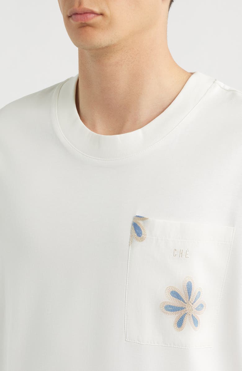 CHÉ Daisel Embroidered Appliqué Relaxed Cotton T-Shirt, Alternate, color, Ivory