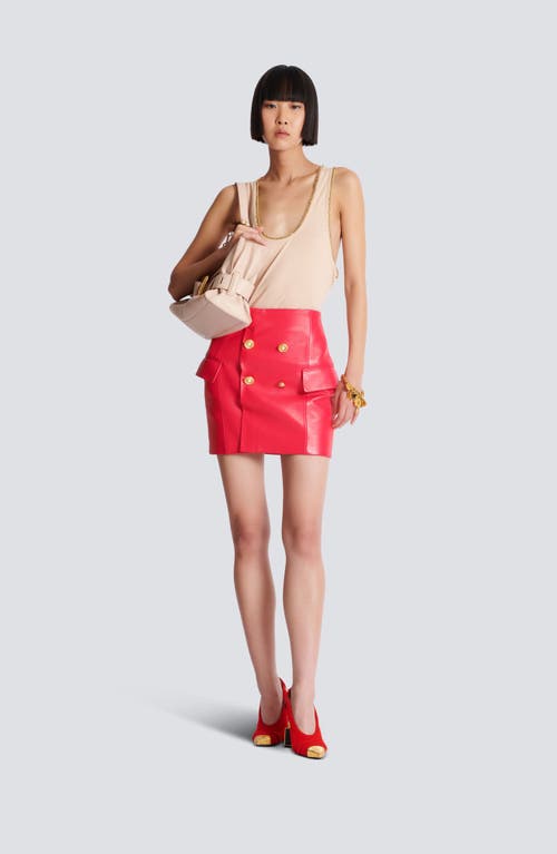 Balmain 4-button Leather Mini Skirt