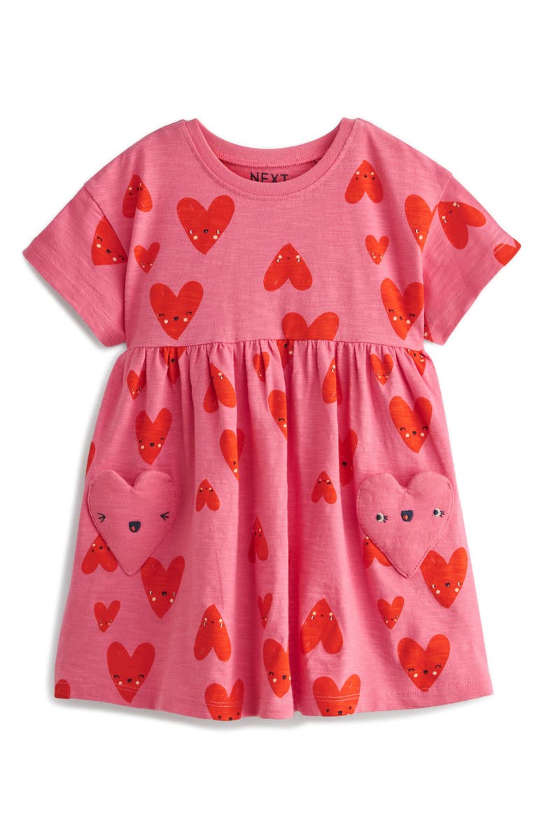 NEXT Kids' Heart Print Cotton Dress, Main, color, 