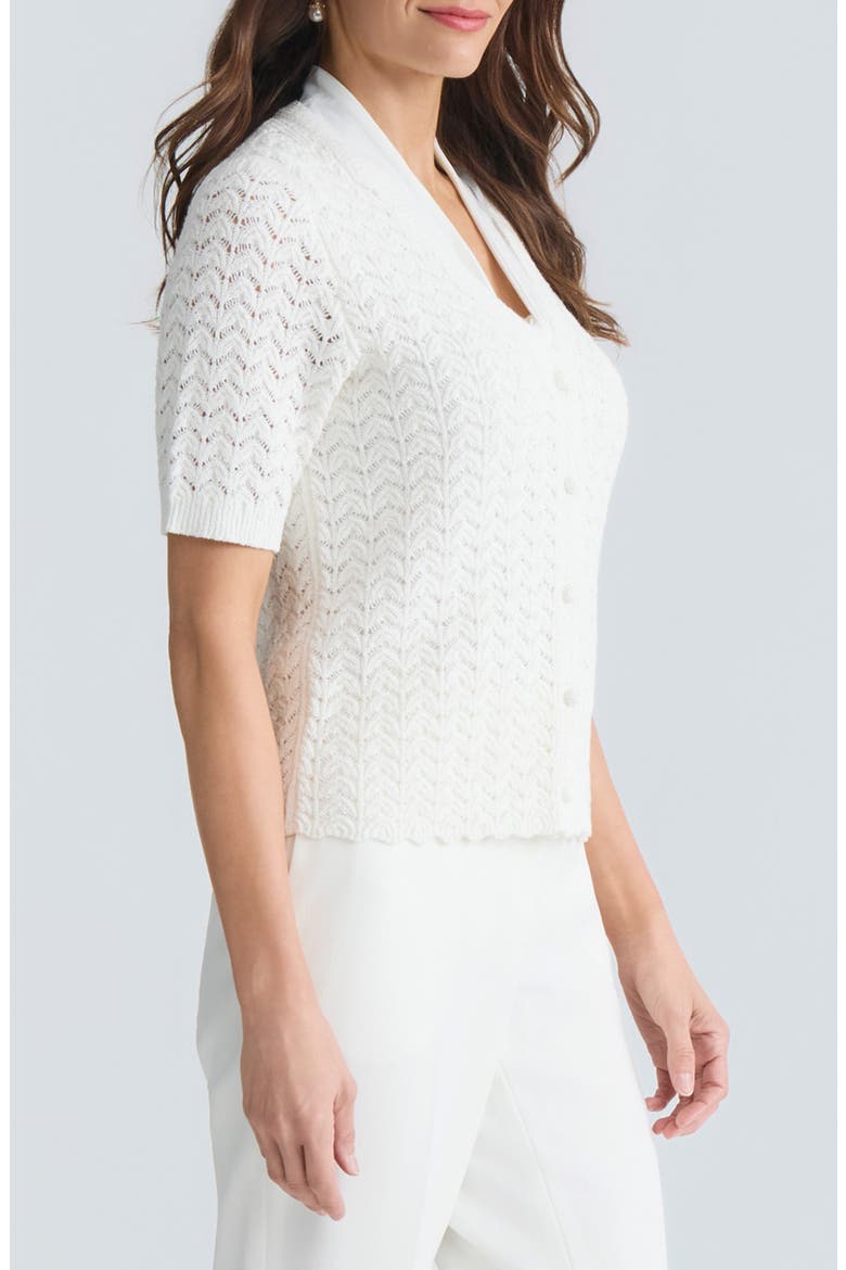 Texture Stitch Short Sleeve Cardigan, Alternate, color, VANILLA ICE