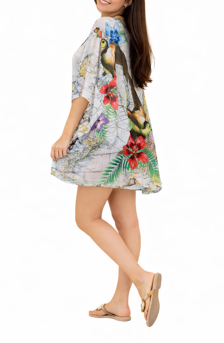 RANEES Short Poncho, Alternate, color, White