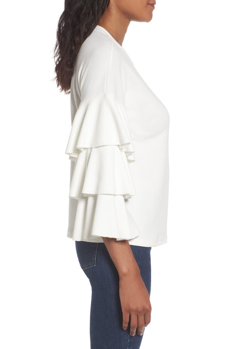 Tiered Ruffle Sleeve Tee, Alternate, color, IVORY