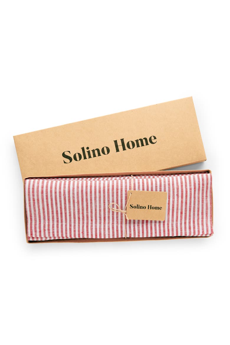 Linen Placemats Set of 4, 14 x 19" - Narrow Stripe, Alternate, color, Red and White
