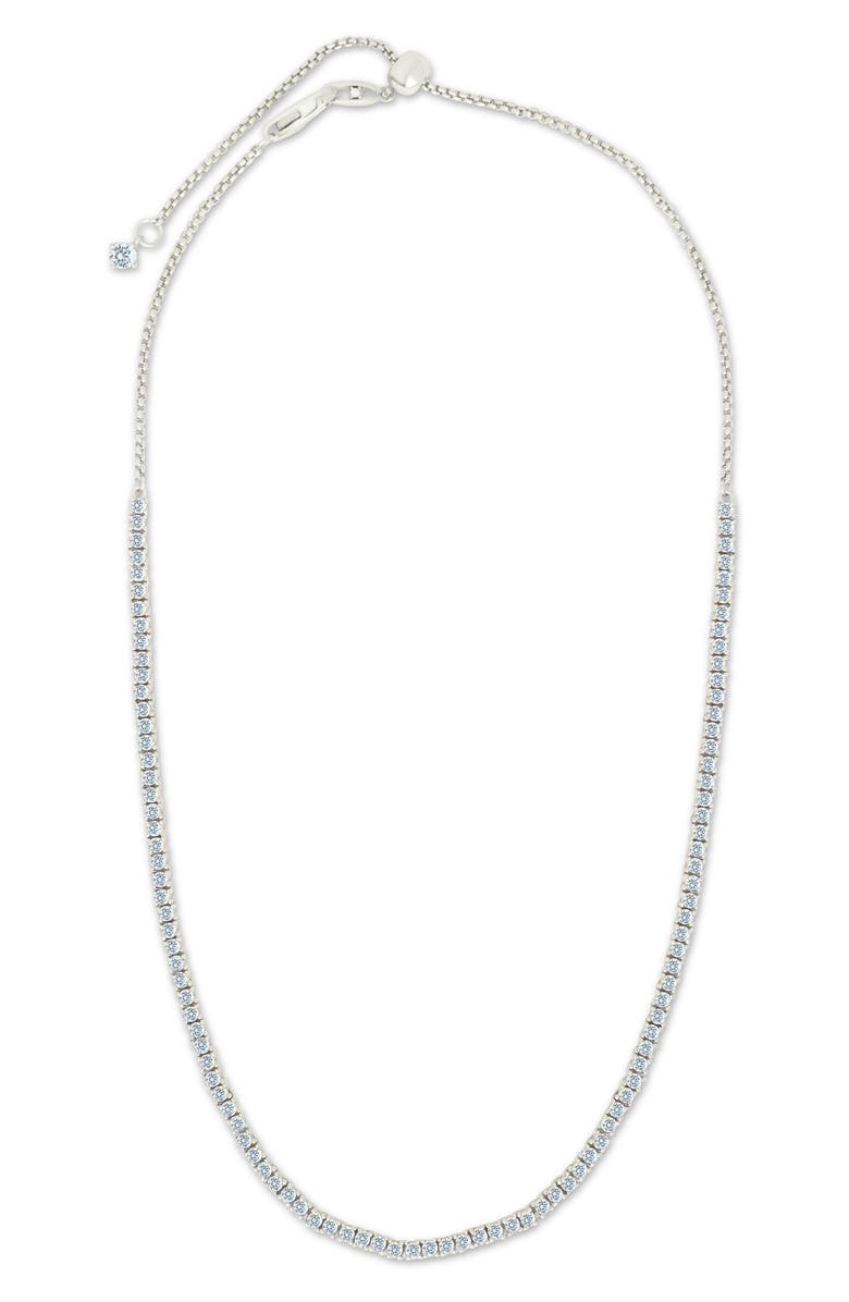 Sterling Forever Mirabell Slide Tennis Necklace, Alternate, color, Silver