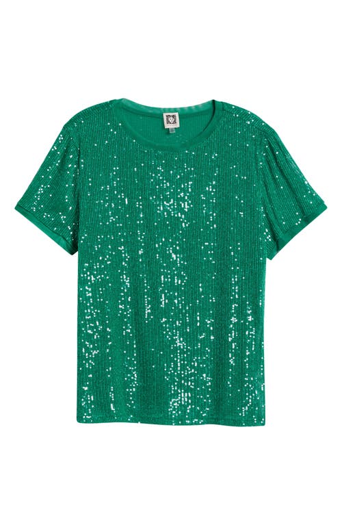 Anne Klein Plus Size Sequin-embellished Short-sleeve Top In Tropical Green