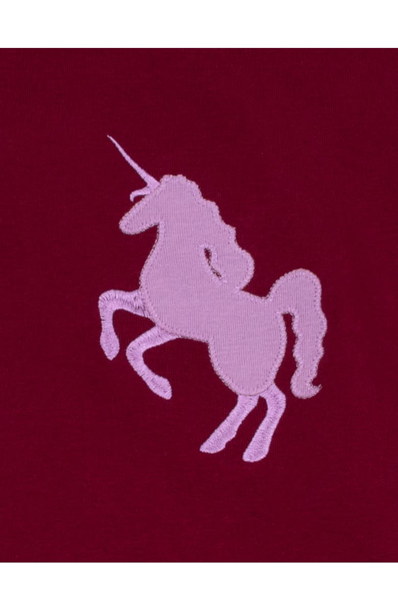 Leveret Two-Piece Printed Cotton Pajamas, Stripes, Animals & Characters, Alternate, color, Unicorn Maroon