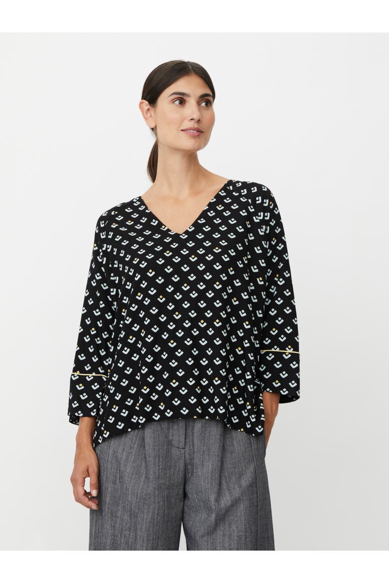Beniko V-Neck Printed Blouse, Main, color, Ether