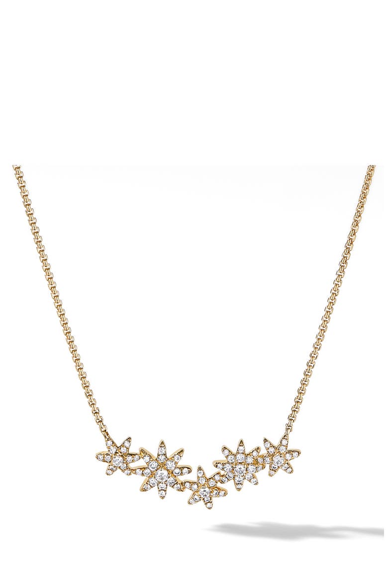FT FULL PV STARBURST CLUSTR NECK DI 18K 15-17 ADJ, Main, color, DIAMOND/ YELLOW GOLD