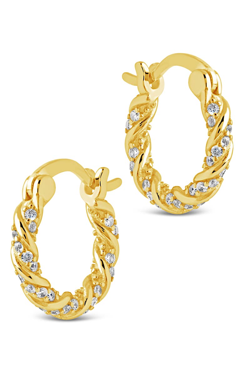 Sterling Forever Ruthi CZ Twist Hoop Earrings, Main, color, Gold