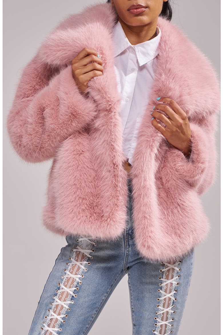 Regina Faux Fur Jacket, Alternate, color, BLUSH