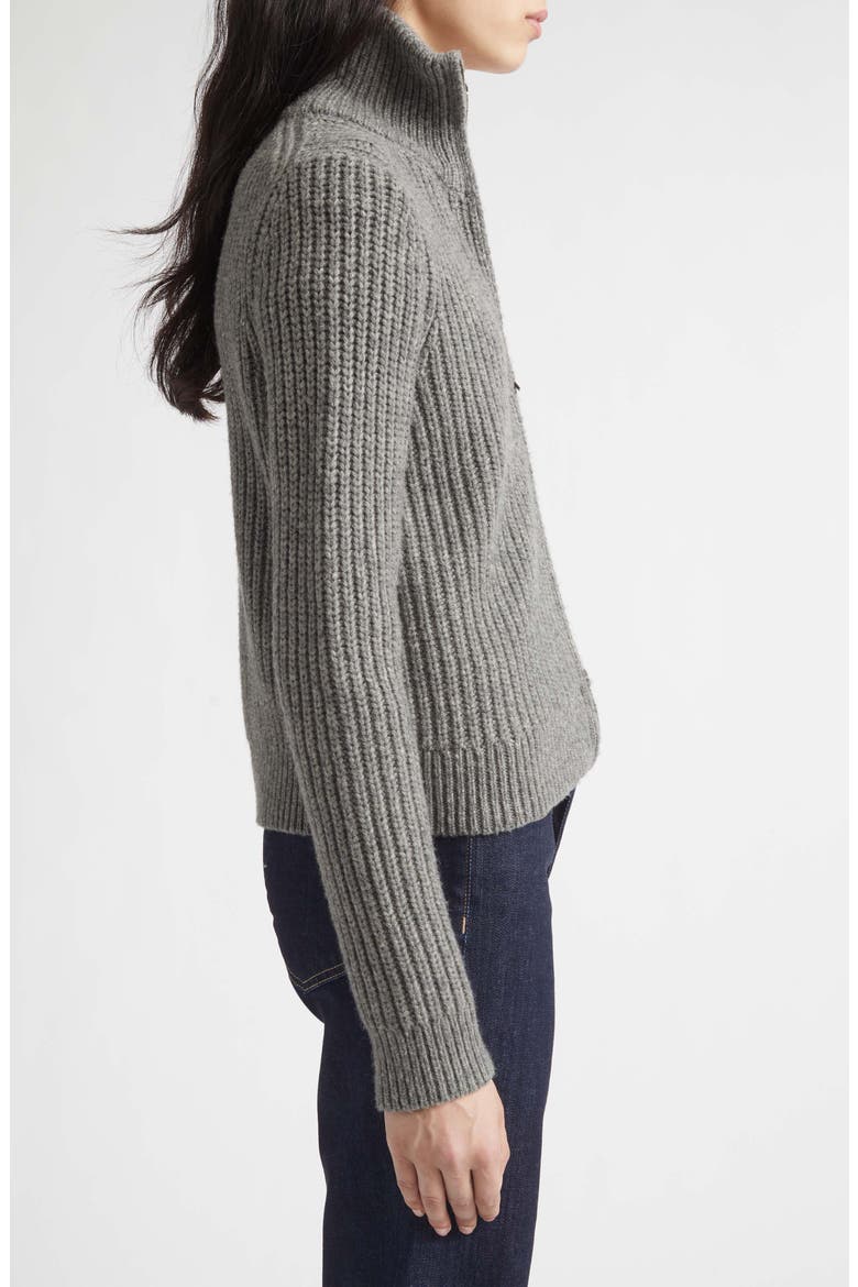 Arlen Ribbed Zip Cardigan, Alternate, color, MEDIUM GREY MELANGE
