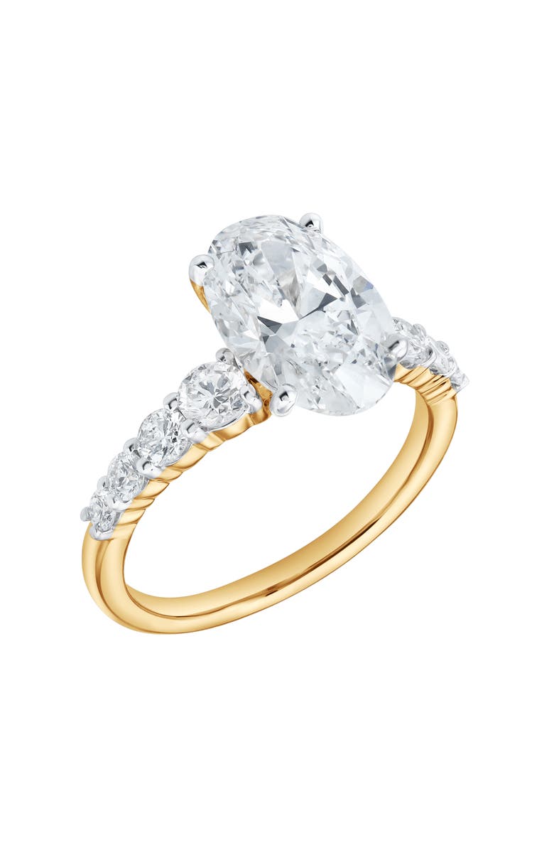 LuvMyJewelry Julia 14K Yellow Gold Oval Lab Grown Diamond Engagement Ring - 3.7 Ct, Alternate, color, 14K Yellow Gold
