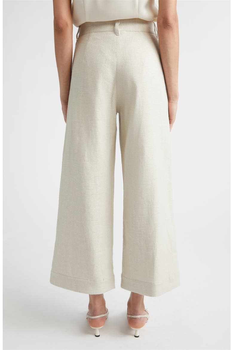 Abissi Stretch Linen & Cotton Wide Leg Ankle Pants, Alternate, color, IVORY
