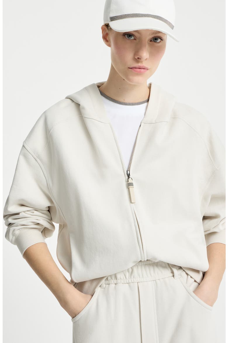 Smooth cotton French terry sweatshirt, Alternate, color, Milk