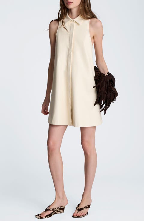 Sleeveless Faux Leather Trapeze Minidress