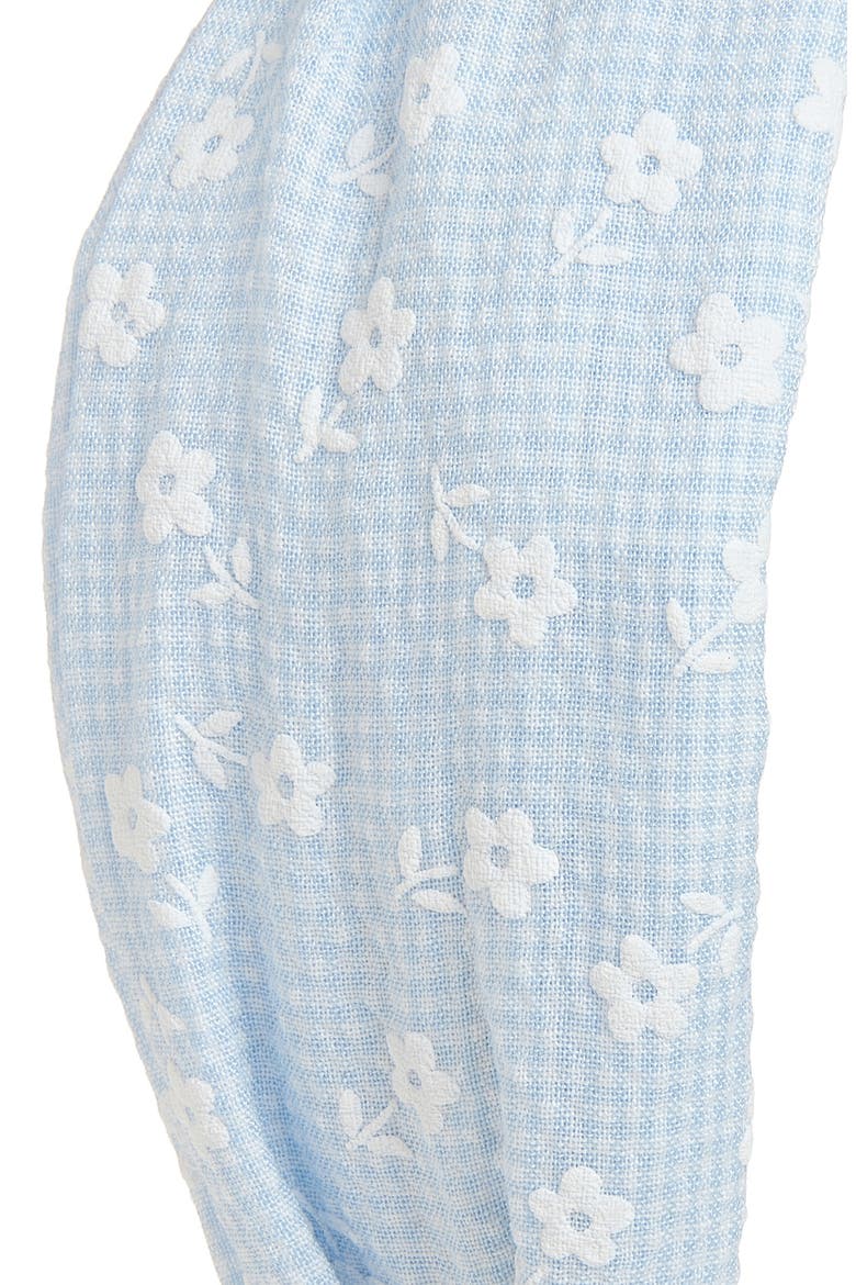 Kids' Floral Gingham Knotted Headband, Alternate, color, BLUE