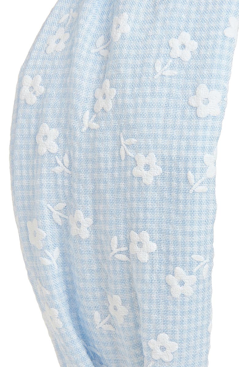 Cara Kids' Floral Gingham Knotted Headband, Alternate, color, Blue