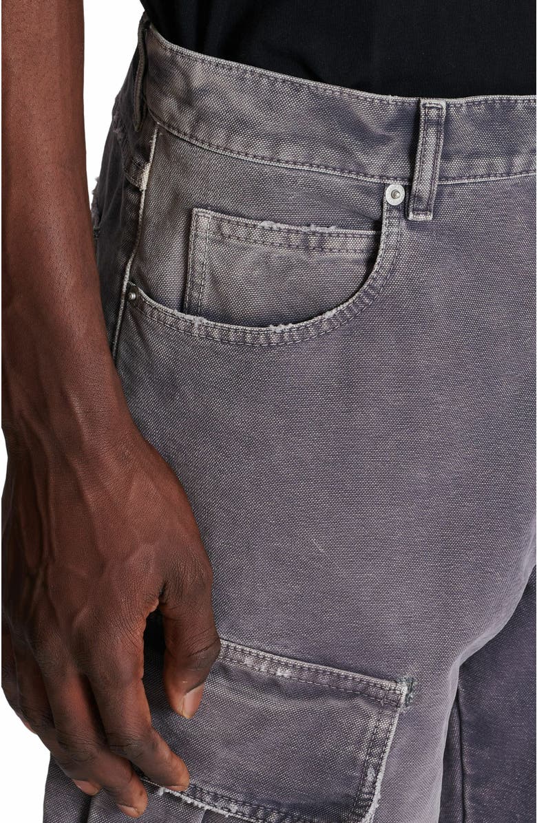 Balmain Denim Loose-Fit Cargo Jeans, Alternate, color, Grey