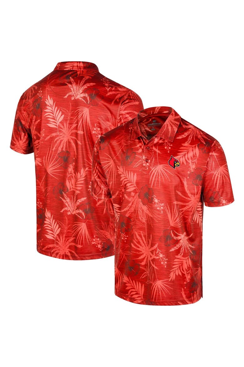 Men's Colosseum Red Louisville Cardinals Palms Team Polo, Alternate, color, Red
